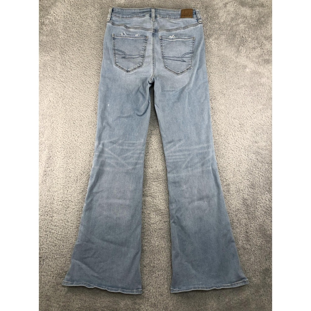 American Eagle Jeans Womens 8 (28x31) Super High Rise Flare Distressed - Picture 2 of 10